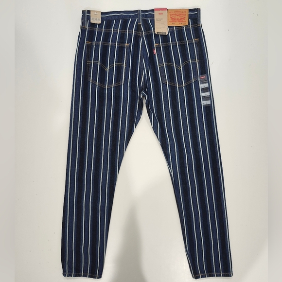 Levis 512 Slim Taper Jeans Men 36x32 Striped Blue White Denim Straight Retro NEW - Picture 3 of 10